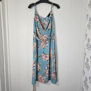 Trixxi Floral Sundress Belt Faux Wrap Lined Feminine NWT Size XL